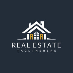 AA initial monogram logo for real estate design.