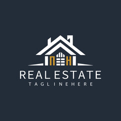 NH initial monogram logo for real estate design.