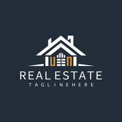 UN initial monogram logo for real estate design.