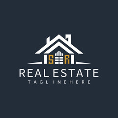 SR initial monogram logo for real estate design.