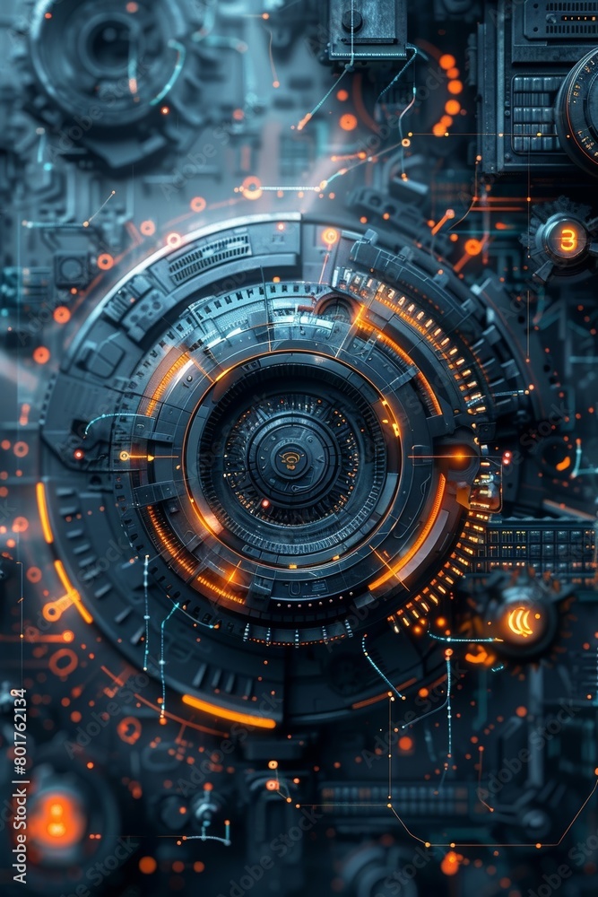 Poster abstract geometric patterns in a futuristic design are a distinctive feature of modern technology.