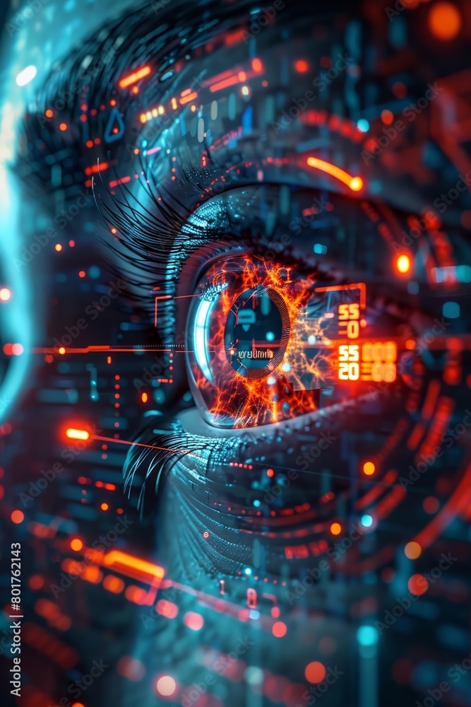Poster cutting-edge technology with iris recognition feature ensuring top-notch security and data protectio