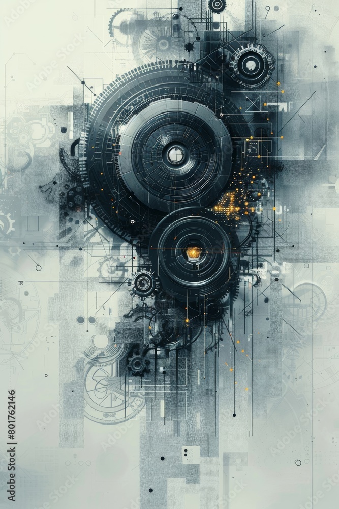 Poster abstract geometric patterns in a futuristic design are a distinctive feature of modern technology.