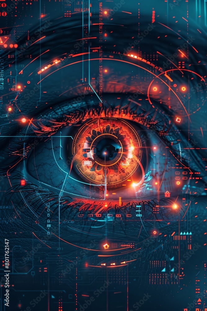 Poster cutting-edge technology with iris recognition feature ensuring top-notch security and data protectio
