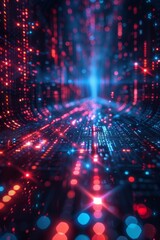 Fototapeta premium Innovative advancements in data transmission technology. Futuristic digital landscape. Cutting-edge artificial intelligence technology.