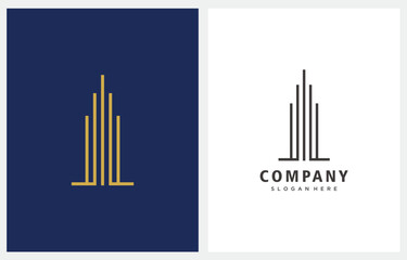 Tower Building Line Art minimalist logo design vector icon