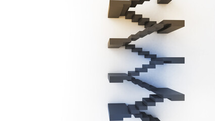 Abstract background of stairs corridor travel, pursuit and endeavor concept.,3d rendering