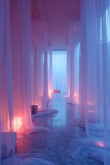 Soft, ethereal lighting creating a calming atmosphere in the room