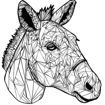 recommend clip art: donkey face hand draw line, logo designblack and white, white background