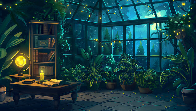 lofi cozy room background illustration