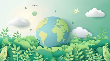 globe light green pastel color, earth day concept, pastel light colors