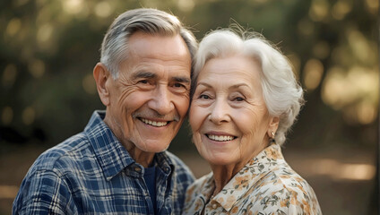 Very Happy Elderly Couple Posing i Afternoon in the Park