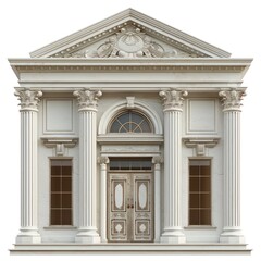 Obraz premium old bank marble building, greek style architecture, isolated white background