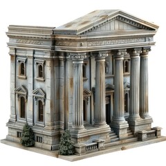 Obraz premium old bank marble building, greek style architecture, isolated white background