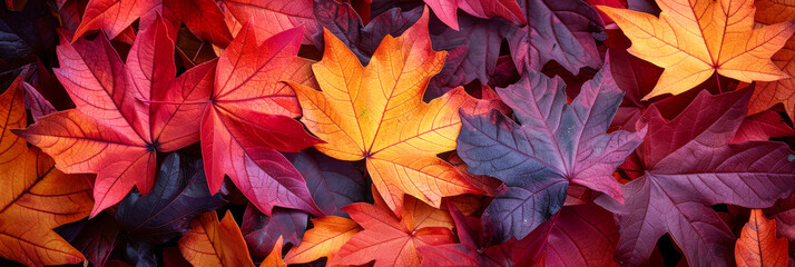 A close up of a pile of red and orange leaves