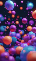 3d color balls laying in dark space