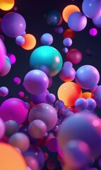 3d color balls laying in dark space