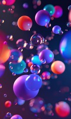 3d color balls laying in dark space