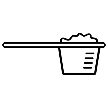 recommend clip art: Measurement cup line icon vector, powder milk measurement spoon, washing powder measurement spoon vector outline illustration isolated on white background.