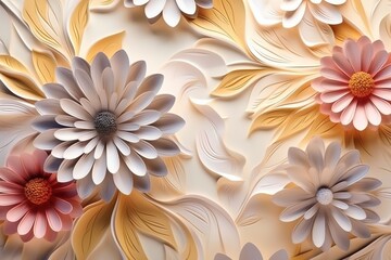 a close up of a flower design with flowers on it