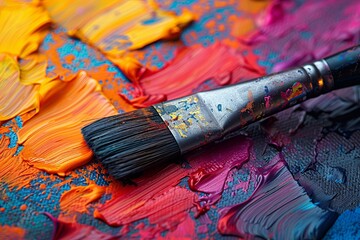 Obraz premium Paint, art, brush, palette, paintbrush, painting, artist, Vibrant Oil Painting