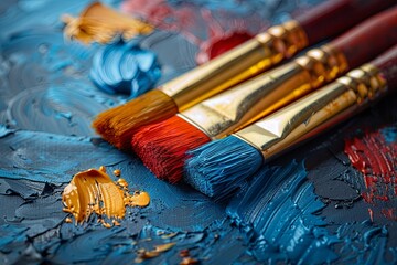 Obraz premium Paint, art, brush, palette, paintbrush, painting, artist, Vibrant Oil Painting