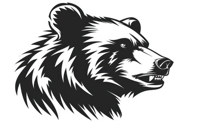 bear head, logo design, black and white, white background