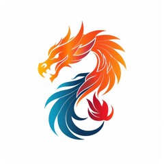 dragon logo design, bright colors, white background