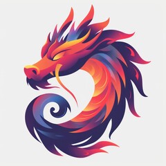 dragon logo design, bright colors, white background