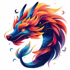 dragon logo design, bright colors, white background