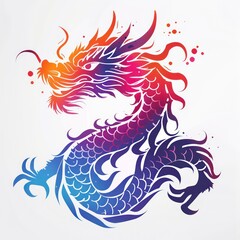 dragon logo design, bright colors, white background