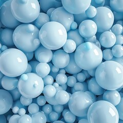 light blue spheres piled together, covering the screen, blue background