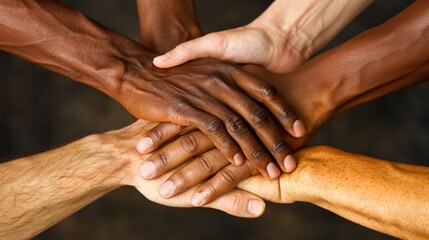 Symbolic Representation of Team Spirit, Hands Holding Firmly in Unity