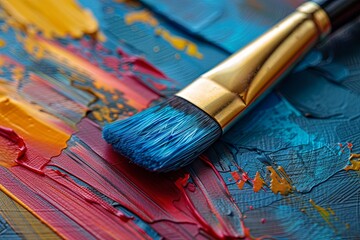 Fototapeta premium Paint, art, brush, palette, paintbrush, painting, artist, Vibrant Oil Painting