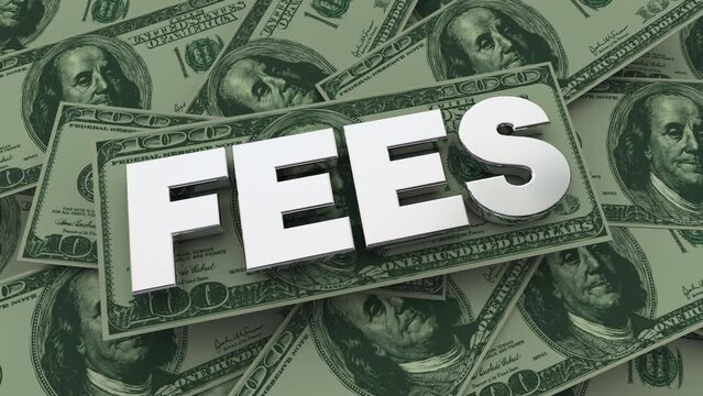 Fees Dollars Charges Penalties Late Payments Money Bills 3d Animation