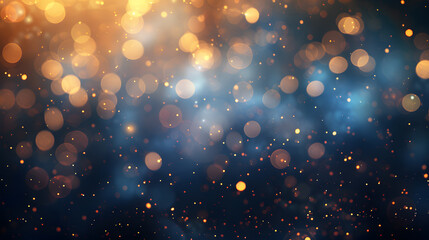 Abstract blur of festivity an image of a joyful and bokeh filled night light background Abstract bokeh background. Gold bokeh on defocused dark blue background