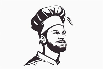 chef logo design, portrait minimalism illustration