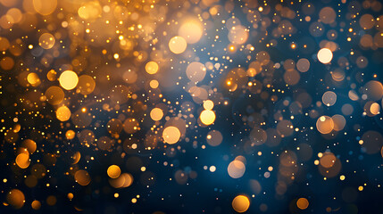Fototapeta na wymiar Abstract blur of festivity an image of a joyful and bokeh filled night light background Abstract bokeh background. Gold bokeh on defocused dark blue background