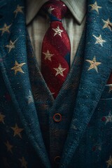 Red white and blue business suit - stars - patriotic fashion 