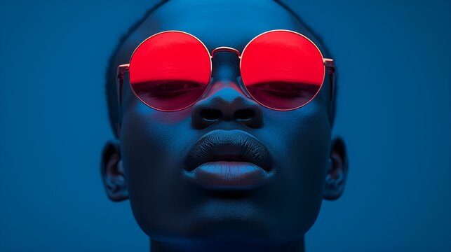 African-american male - blue outfit - hat - blue background - stylish composition - fashion shoot - style maker - trend setter 