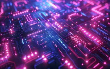 Fototapeta premium Loop of Neon Design on Abstract Technology Background / 4k animation showcasing a neon design with ly looping digital LED lights on a technology-themed background