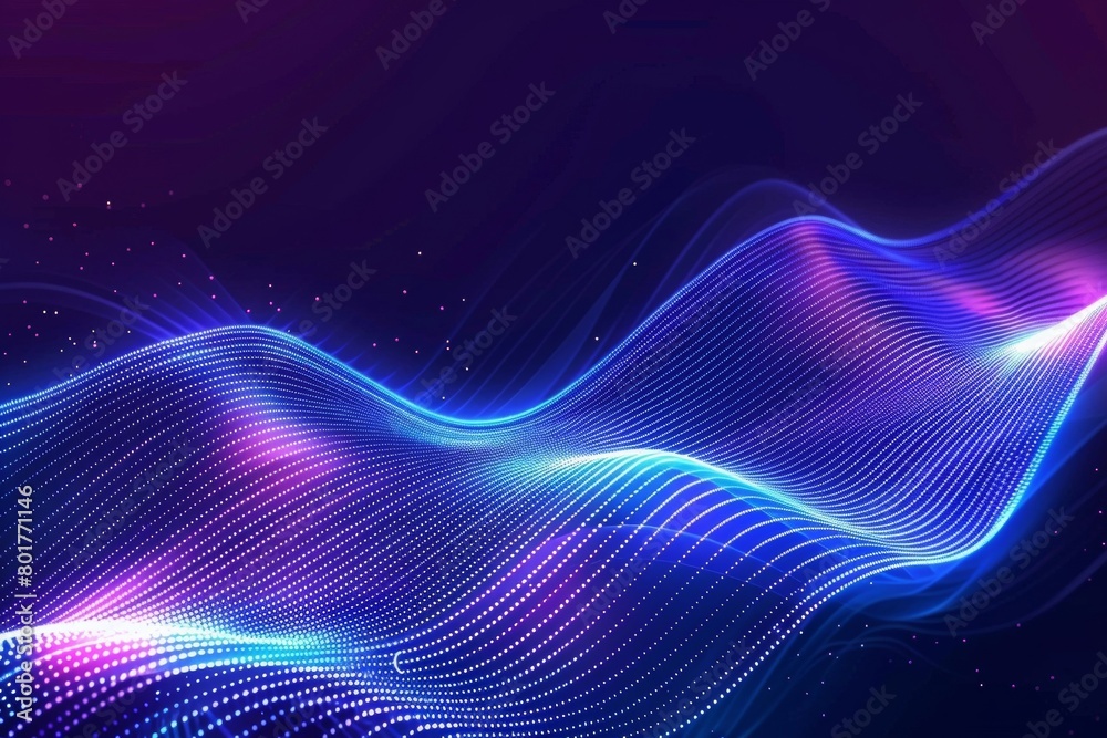 Wall mural designers can utilize the abstract blue technology background with neon light effects and geometric 