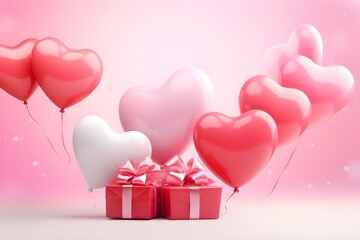 gift box with hearts Generative AI