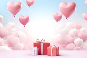 gift box with balloons Generative AI