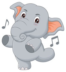 Cute Elephant Dancing Cartoon Vector Illustration. Animal Nature Icon Concept Isolated Premium Vector	