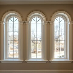 windows white arches beige color