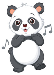 Cute Panda Dancing Cartoon Vector Illustration. Animal Nature Icon Concept Isolated Premium Vector	
