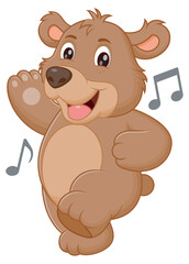 Cute Bear Dancing Cartoon Vector Illustration. Animal Nature Icon Concept Isolated Premium Vector	
