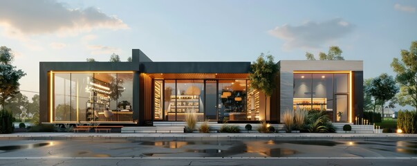 retail shop, sleek facade design architecture