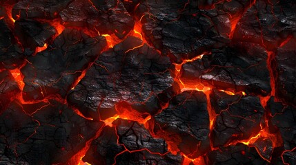 Glowing Cracks and Scorching Volcanic Textures on Fiery Abstract Background